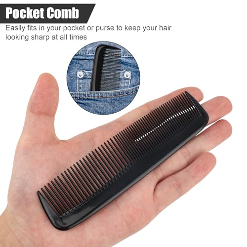 NICEMOVIC 200 Packs Pocket Combs Bulk - Black, Individually Wrapped, Dual 2mm Fine / 3mm Wide Tooth for Men & Women