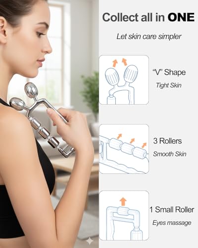 Yeamon Silver 3-in-1 Face Roller for Skin Care, Facial Massager & Under Eye Tool