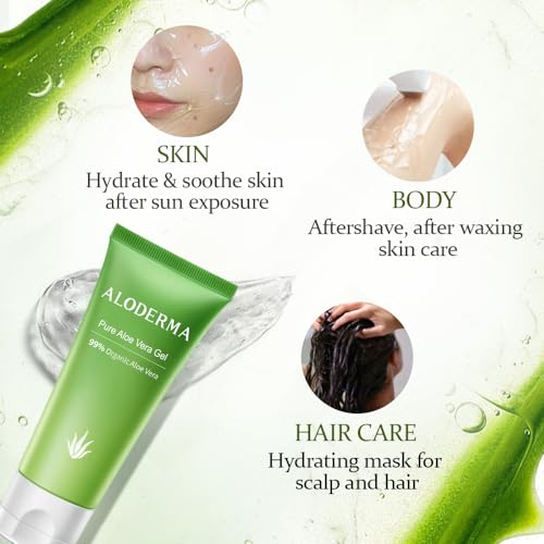 Hydrating Aloe Vera Gel Set - 2 Pieces, 200g & 114g Natural Moisturizer