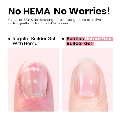 Beetles Builder Gel for Nails HEMA-Free,Pristine Grace Nude Pink 7 in 1 Strengthening Apex Building Nail Extension for Beginners DIY Salon at Home,Nude Builder Nail Gel,UV & LED Lamp Needed
