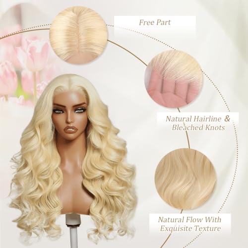 Baierte 28 Inch Blonde Lace Front Human Hair Wig 613 Body Wave 13x4