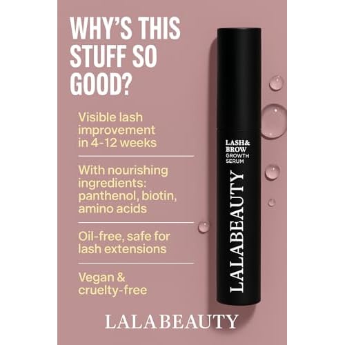 LalaBeautyCo Lash Growth Serum for Longer, Thicker, Fuller Lashes ? Peptide, Biotin & Vitamin Formula ? Ophthalmologist Tested, Cruelty-Free