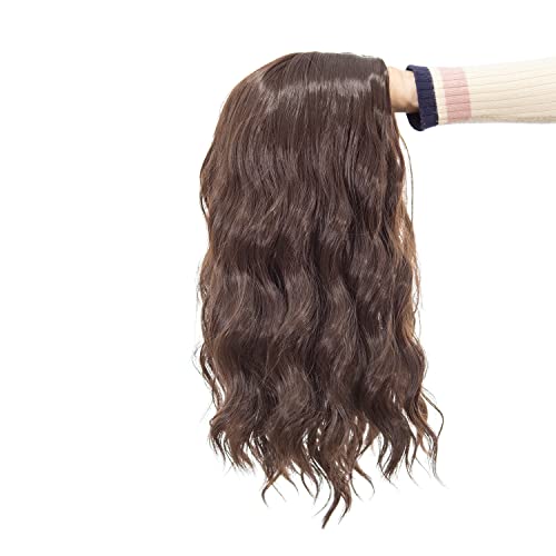 SWACC 15 Inch Short Curly Wavy Synthetic Wig for Women - Dark Brown