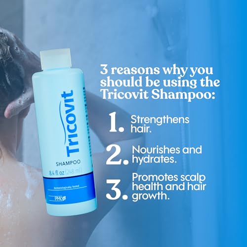Tricovit Hair Growth Shampoo for Men & Women - Scalp Regrowth & Hair Thickening (8.4 oz)