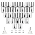 20PCS Empty Nail Polish Bottles with Brush, Empty Refillable DIY Glass Nail Polish Bottles with Funnel & Mixing Balls 15ML, Silver