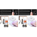 modelones Gel Nail Kit, Fake Nails Long Coffin, 9-in-One Glue Prep Dehydrator & Portable Mini U V Light Acrylic Clipper, 500Pcs Coffin Tips for Extension Kit DIY Salon Home Gifts for Women (Pack of 2)