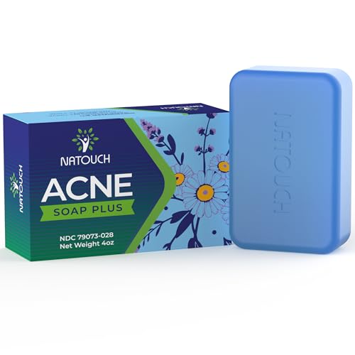 Acne Treatment Bar Soap for Face and Body, Medicated Soap Bar Treats Acne Pimples, Whiteheads, Blackheads, Acne Scars and Dark Spot Remover with Tea Tree Oil, Soap Bar for Acne, 4 oz, 1-Pack