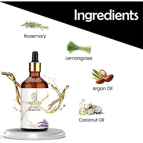 Beard Oil for Men-100ml | Natural Beard Growth Oil for Men with Argan & Rosemary for muuchstac Fast Growth Conditioner and Softener - Strengthens Beards and Mustaches for Men