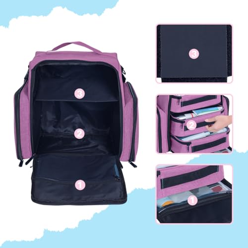 Large Makeup Bag Organizer with 3 Removable Pouches - Purple - Travel & Home Storage