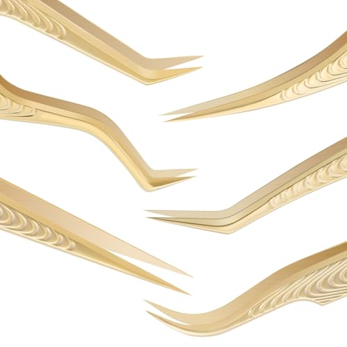 6-Pack Eyelash Tweezers Set for Lash Extensions - Precision Lash Tool Kit