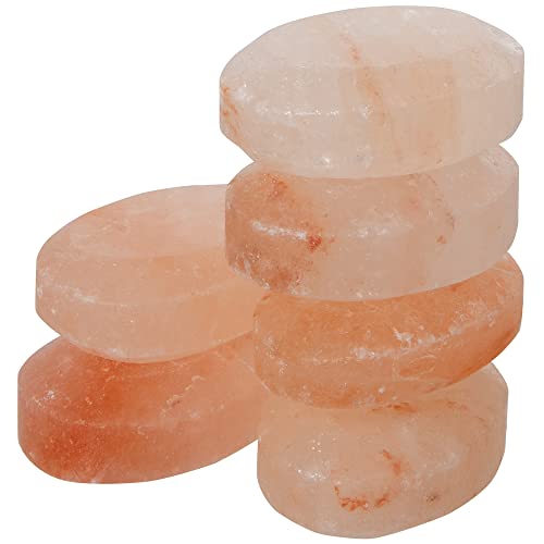 Pink Himalayan Salt Massage Stones Pack of 6 - Hand-Carved Spa Therapy Tools