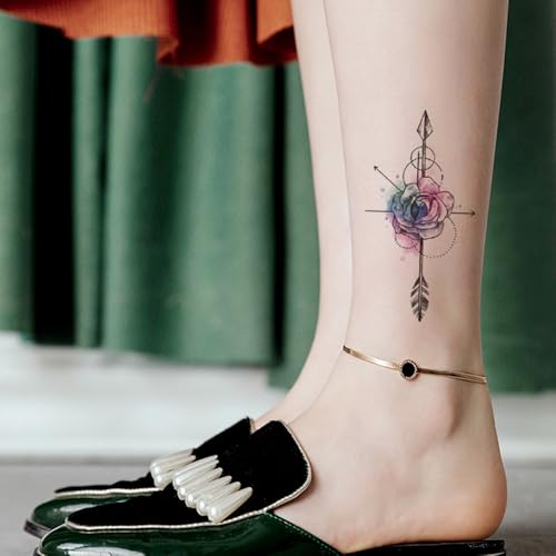 6 Sheets Tiny Small Temporary Tattoos For Women Men Finger Hands Neck Wrist Face, Cute Long Lasting Cartoon Fake Tattoo Stickers For Kids Boys Girls Black Blue Red Lotus Fish