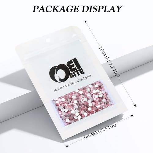 Pink Flatback Rhinestones, Glass Rhinestones for Nail Art and Craft, Glue Fix, Loose Crystal Gemstones(Pink, SS16, 2880pcs, 3.8-4.0mm)
