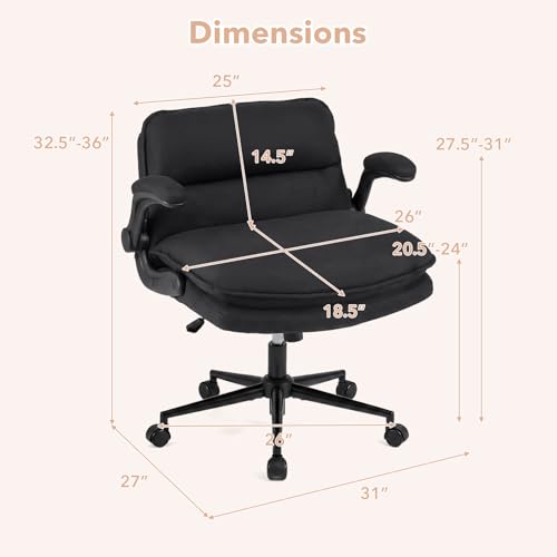 Charcoal Black GIANTEX Criss Cross Office Chair with Flip-Up Arms, Adjustable Height