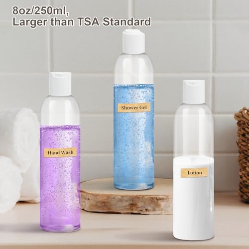 ZLEVEAYN 30-Pack Clear 8 oz Plastic Shampoo Bottles with Disc Caps - Travel Size