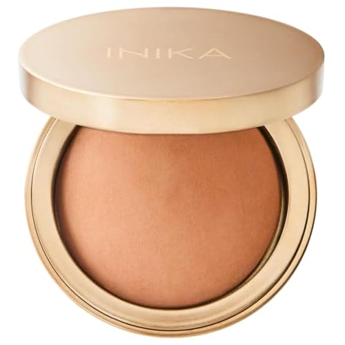 INIKA Baked Mineral Bronzer | Golden Summer Glow and Contour with 100% Natural Ingredients, Blendable Formula, Firms + Hydrates Skin. Talc Free Formula with Skincare Ingredients. Sunkissed