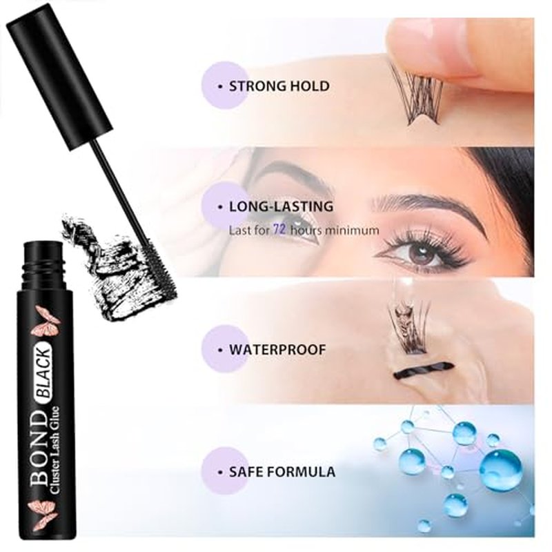 Lash Cluster Glue Bond & Seal ? Waterproof Lash Glue for Eyelash Clusters, Long-Lasting Lash Bond and Seal, Includes Lash Remover for Easy Removal