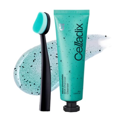 Celladix Mint Chocolate Charcoal Facial Cleanser with Brush for Oily Skin