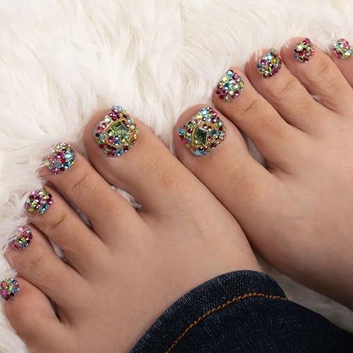 Lovful Precious Press-On Toenails - Reusable Fake Toe Nails, 20 pcs
