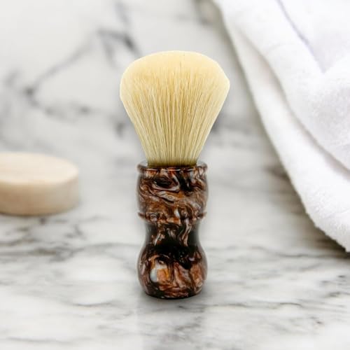 Boar Bristle Shaving Brush with Tortoise Resin Handle - 24mm Knot, Free Stand