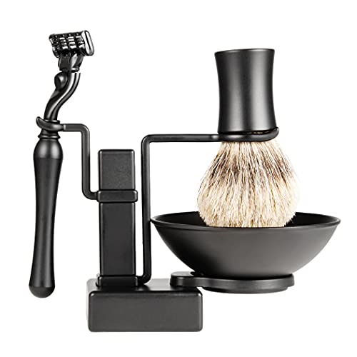 Men's Shaving Brush Kit with Stand - Grooming & Shaving Accessories