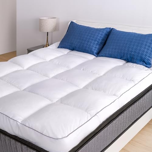 Marine Moon Full Cooling Plush Mattress Topper - Classic Square White