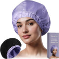 Large Waterproof Shower Cap for Long Hair & Curls - Lilac Variation