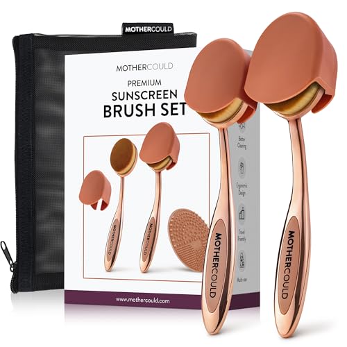 MotherCould Rose Gold Sunscreen Brush Set for Kids & Baby - 2 Soft Brushes, Travel-Friendly