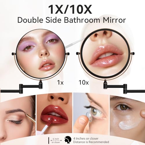Nicesail Orb 1X/10X Magnifying Makeup Mirrors for Wall Mounted Makeup Mirror 8 Inch, Double-Sided 10x Magnifying Mirror Wall Mount, Oil Rubbed Bronze (8 Inch, 10X)