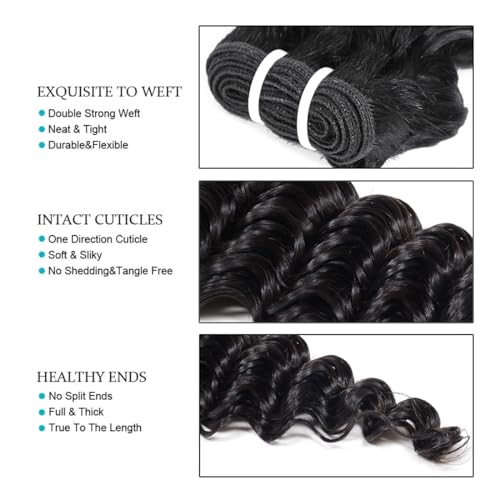 Deep Wave Human Hair Bundles - 10 Inch Natural Color Brazilian Virgin Hair for Black Women