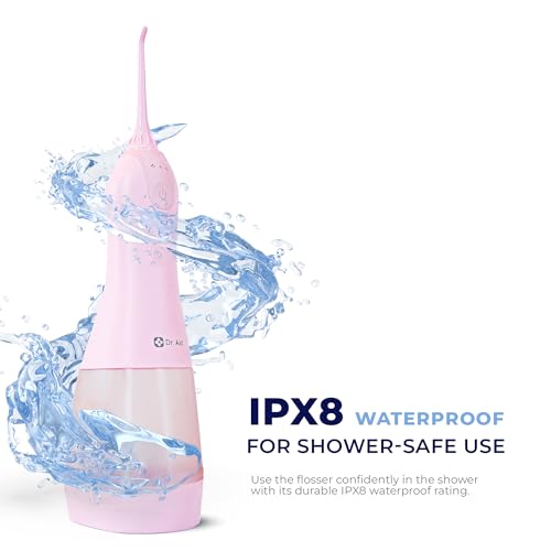 Portable Water Flosser with 11oz Tank IPX8 Waterproof Pink & 5 Tips