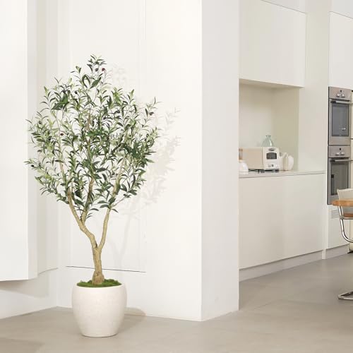 Artificial Olive Tree 5ft with Large Branches & Lifelike Fruits - Black Pot