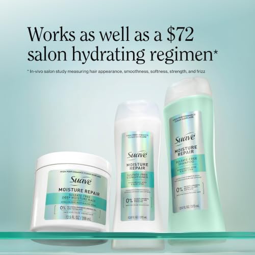 Suave Moisture Repair Sulfate-Free Shampoo for Dry & Damaged Hair 28oz (4 Pack)