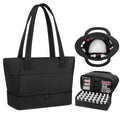 Nail Polish Organizer Holds 32 Bottles Nail Polish & Nail Lamp, Nail Organizers and Storage for Nail Stuff, Double Layer Nail Bag Organizer Case with Portable Handle for Travel