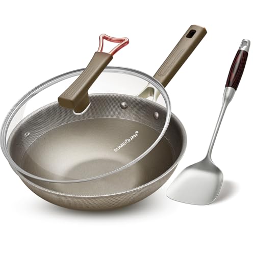 13-Inch Titanium Hybrid Wok with Lid and Stir-Fry Pan Nonstick Induction Ready