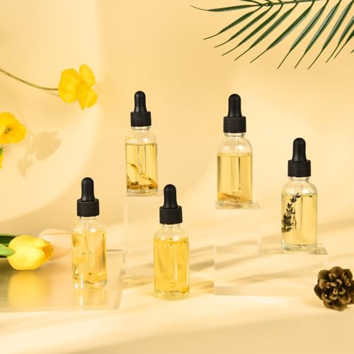 1oz Glass Dropper Bottles Set - Clear Essential Oil Storage, 50 Pack