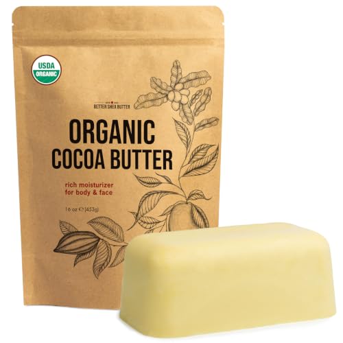 Organic Cocoa Butter for Skin - 16oz Unrefined Food Grade Body & Lip Balm
