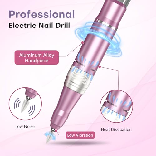 TUOBEO Cordless Nail Drill - Pink & Purple Portable Electric Nail File 45000 RPM