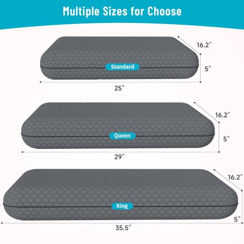 Dark Grey King Size Memory Foam Pillow Set for Side, Back & Stomach Sleepers