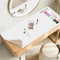 Makeup Mat for Vanity to Protect Desk Top 31.5 x 15.7 in, Dual-Sided Makeup Mat, Easy to Clean Desk Pad - Waterproof and Oilproof Vanity Accessories (White and Khaki)