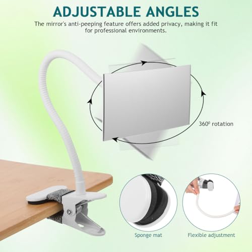Clip-On Adjustable Privacy Desk Mirror with Rear View for Office & Cubicles