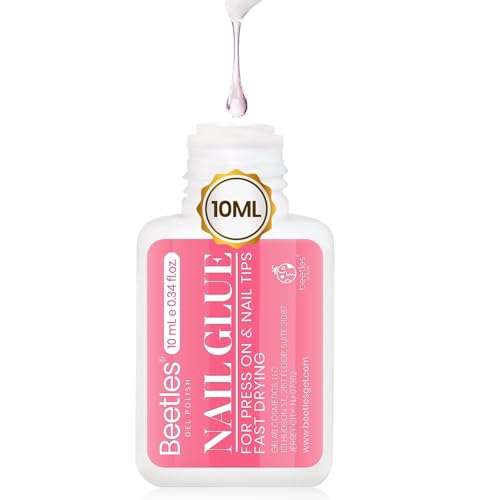 Beetles 10ML Super Strong Nail Glue for Press Ons, Nail Tips, Acrylic Nails No Uv Light Needed Nail Bond Brush in Nail Glue for Press On Nails Fake Nails Long Lasting for Beginners DIY Home