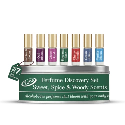 Perfume Discovery Set with 7 Travel Size Fragrance Oils - Layering & Long-Lasting Scents for Women & Men