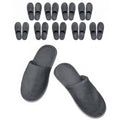 Grey Disposable Spa Slippers 10 Pairs Cotton Velvet Closed Toe Hotel Indoor Use