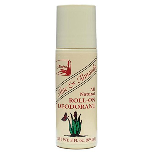 All Natural Roll-On Deodorant Aloe & Almonds 3 Oz Pack of 4 - Cruelty-Free & Aluminum-Free