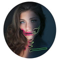 2 x Neon Skull Face Pink Temporary Tattoo, Halloween Costume for Women and Men, Adult, Glow in the Dark