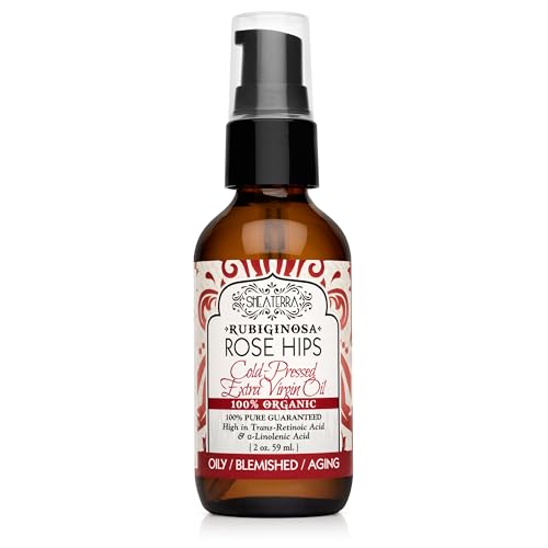 Shea Terra Organic Rubignosa Rose Hip Seed Oil - Cold-Pressed Skin Nourishing Serum, 2 oz