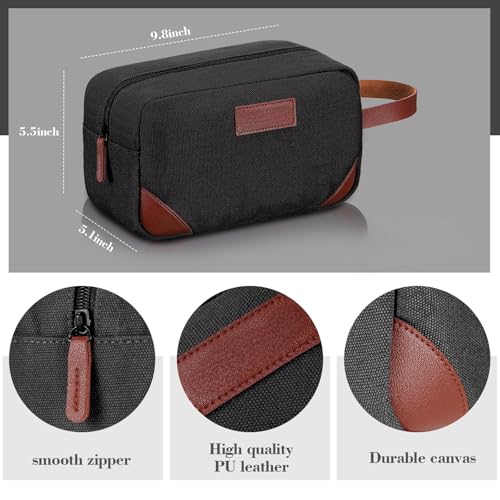 Eccliy 6 Set Groomsmen Gifts Men Toiletry Bags Men's Travel Shaving Kit Bathroom Bags Water Resistant Toiletry Case for Wedding Groomsman Proposal Gift Travel Accessories(Black)