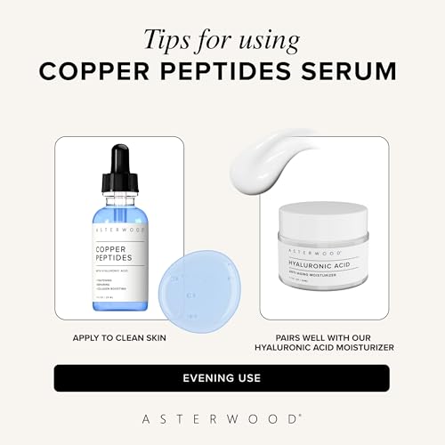 Asterwood Copper Peptides Serum for Face - Tightening, Repairing, Collagen Boosting - with GHK-Cu Peptide and Hyaluronic Acid - 2 Fl Oz