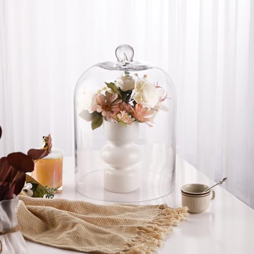 14-Inch Handmade Glass Cloche Dome - Thick & Sturdy for Plants, Trinkets, Cakes, LED Lights, Candle - Variation 10"x14"
